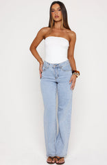 Seren Mid Rise Straight Leg Jeans Mid Blue Wash