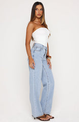 Seren Mid Rise Straight Leg Jeans Mid Blue Wash