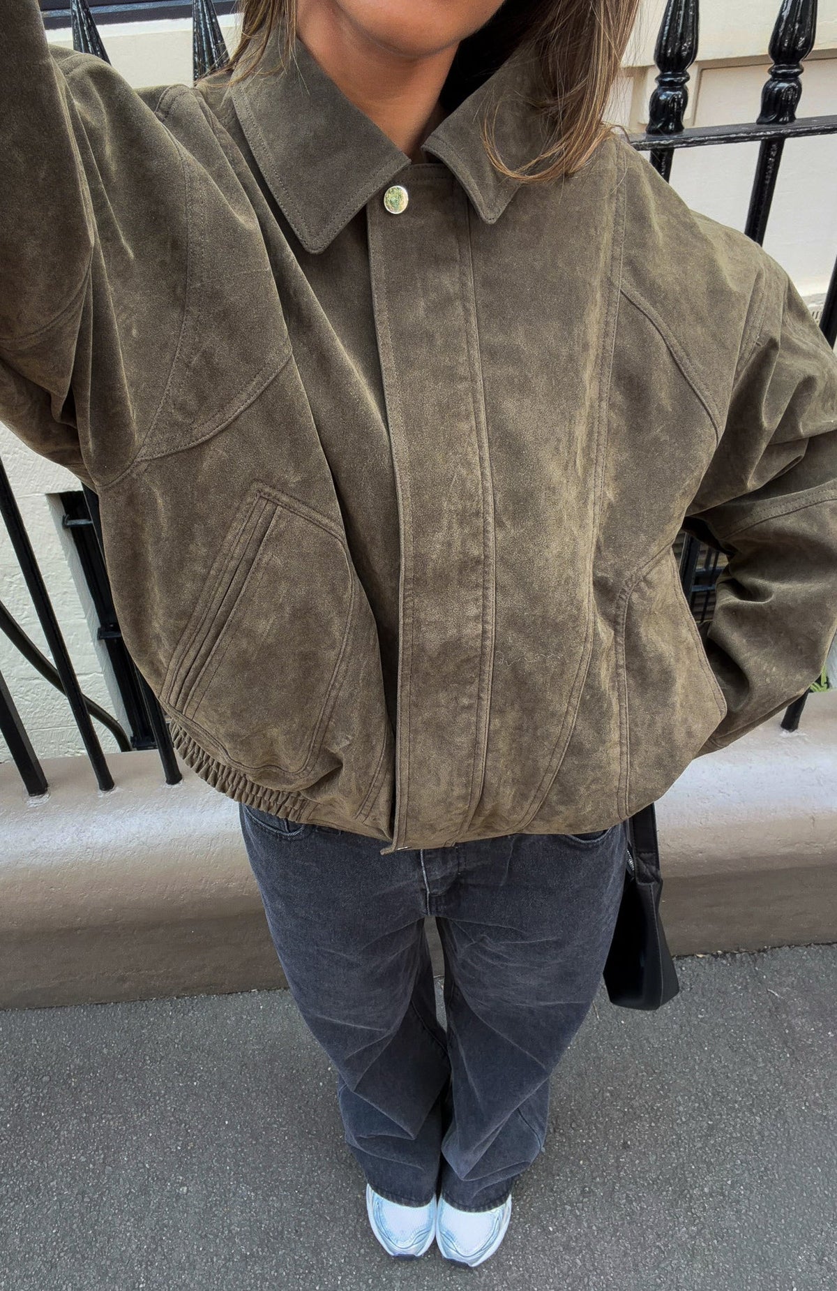 So Easy Faux Suede Jacket Khaki