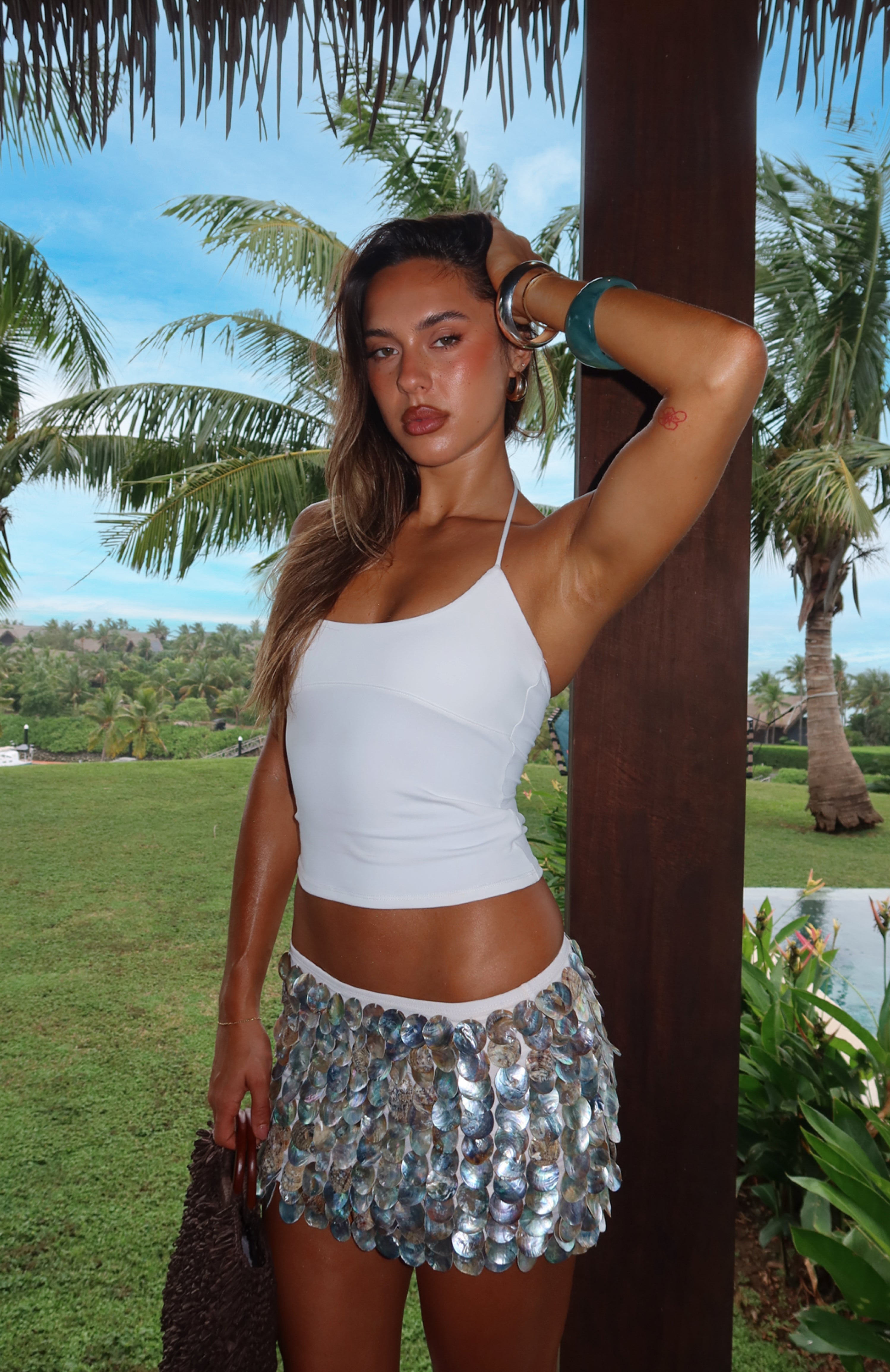 So Into You Shell Mini Skirt Natural