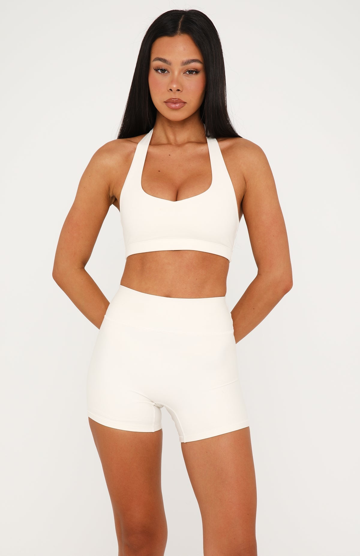 Keep Moving High Waisted Shorts Cream