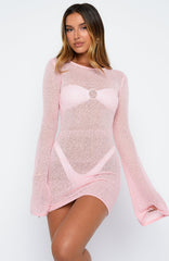 Stand And Stare Long Sleeve Mini Dress Blush Pink