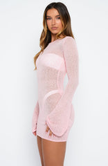 Stand And Stare Long Sleeve Mini Dress Blush Pink