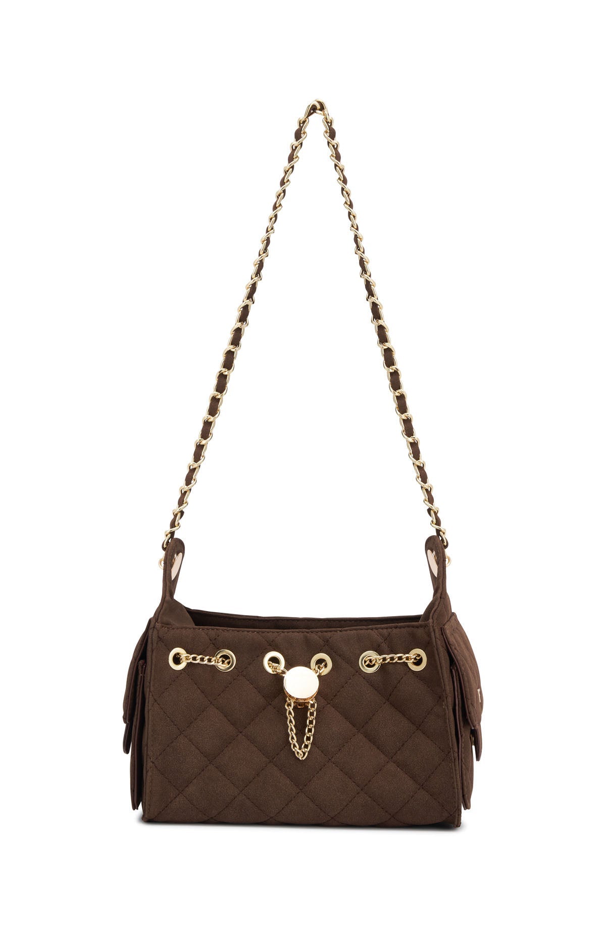 Staria Shoulder Bag Dark Chocolate Faux Suede