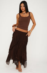 Sunset Strolls Midi Skirt Chocolate