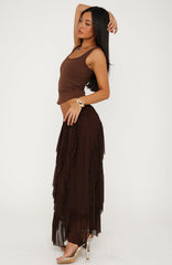 Sunset Strolls Midi Skirt Chocolate