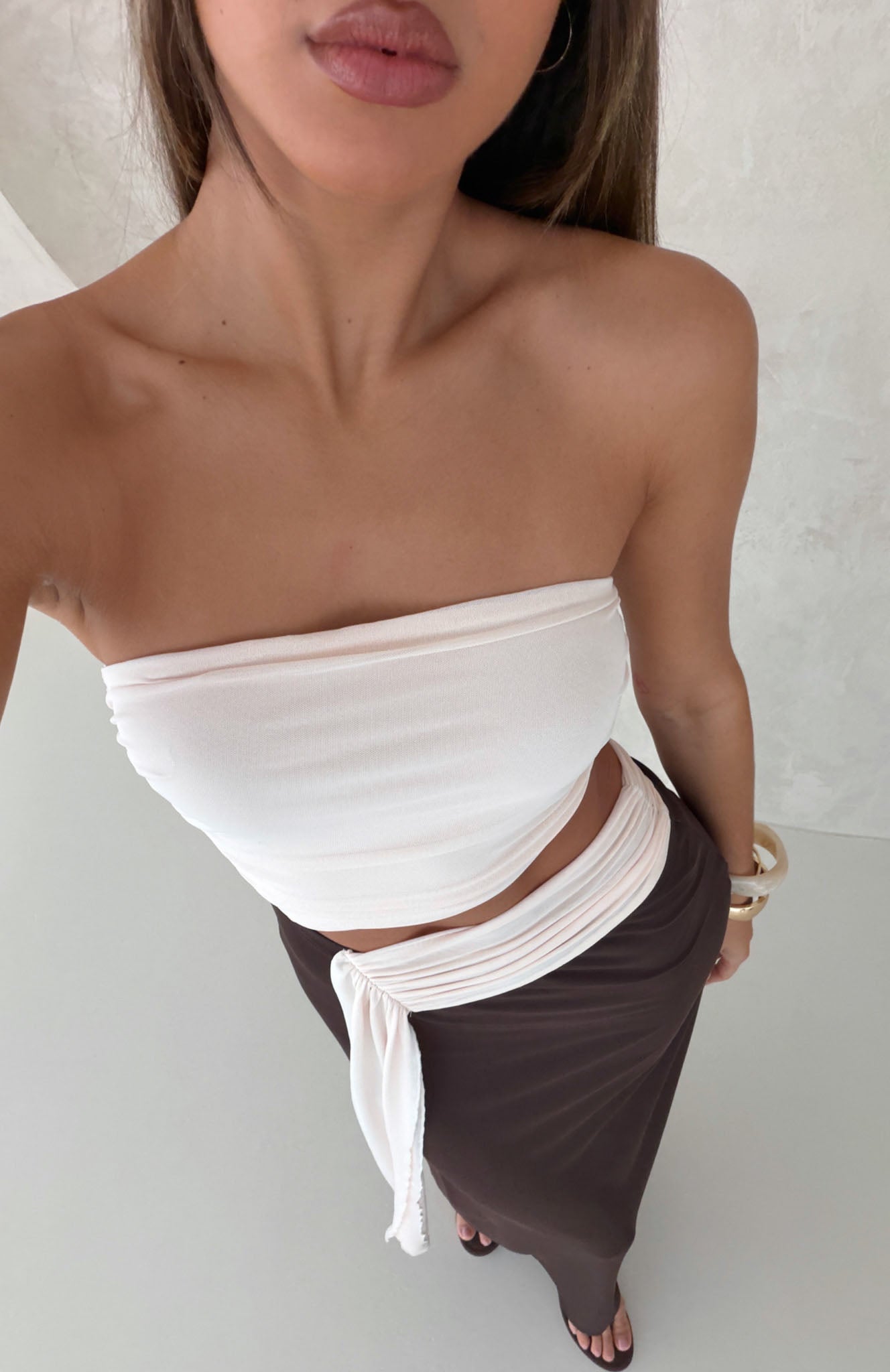 Talk About Forever Strapless Maxi Dress Oat/Chocolate