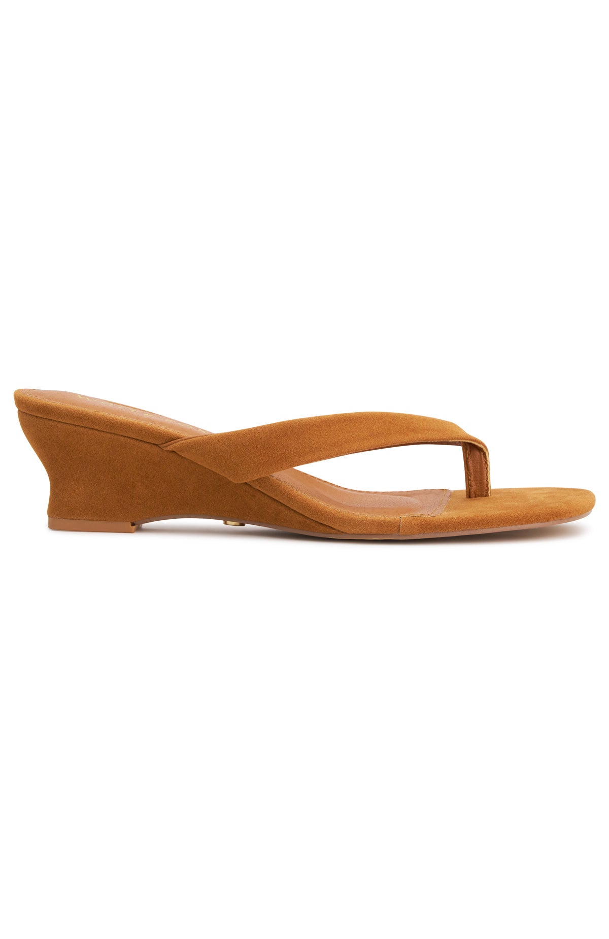 Taya Wedge Caramel Faux Suede