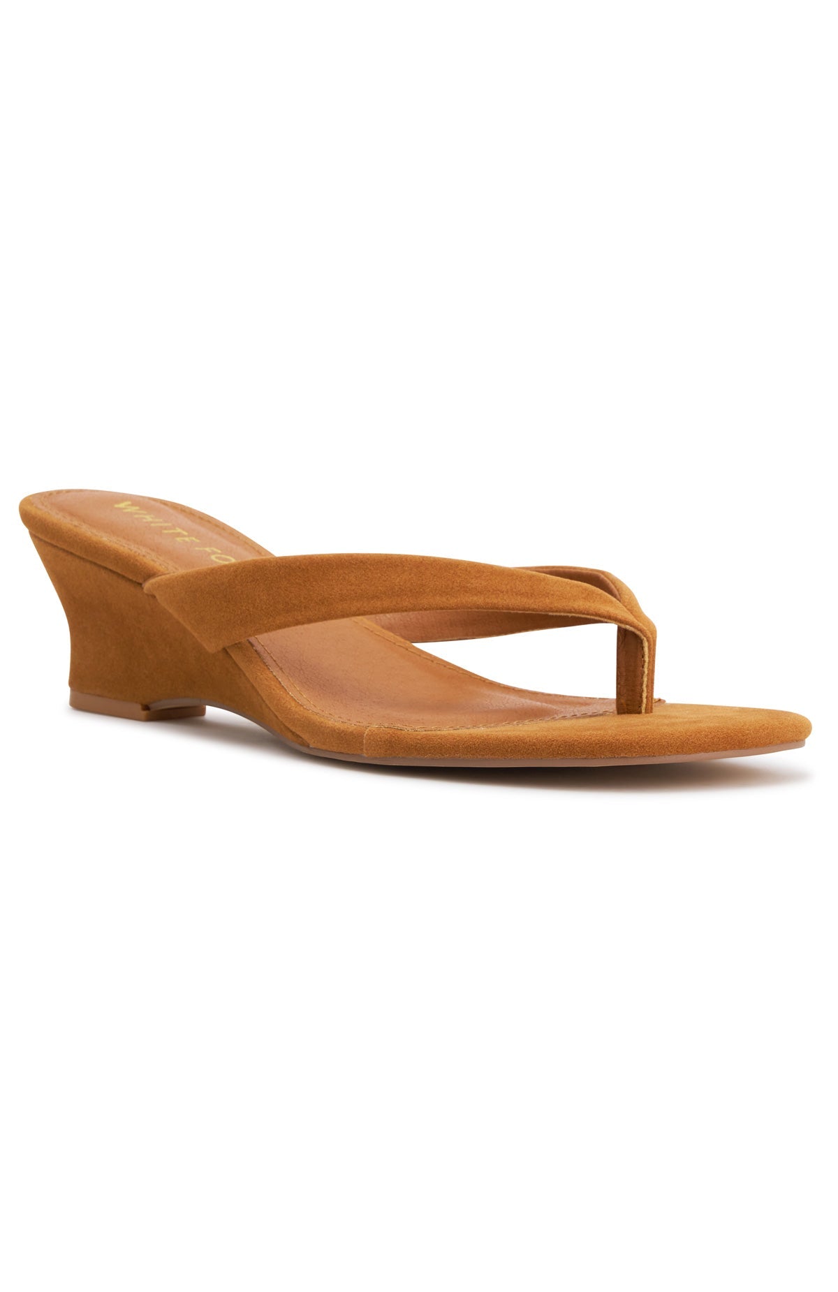 Taya Wedge Caramel Faux Suede