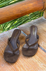 Taya Wedge Chocolate Faux Suede