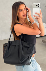 Thomas Shoulder Bag Black Pebble PU
