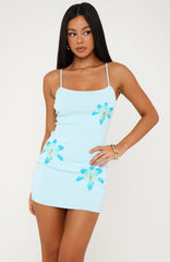 Tint Of You Sequin Knit Mini Dress Blue