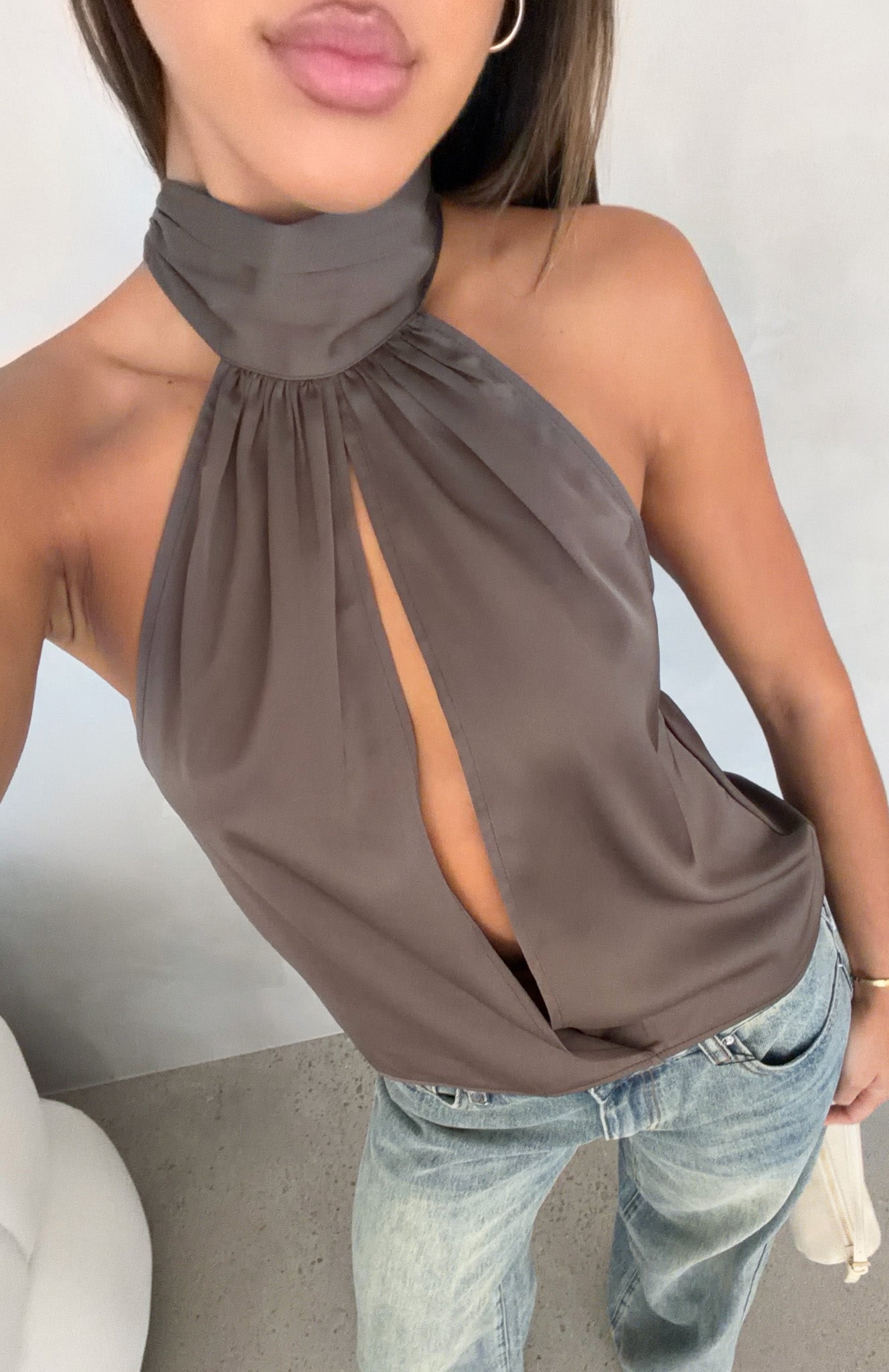 Too Sweet Halter Top Mocha