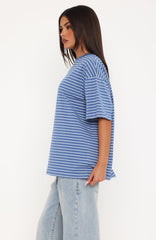 Touchdown Oversized Tee Blue/White Stripe