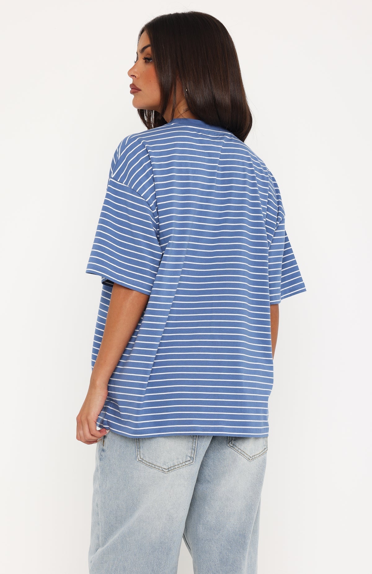 Touchdown Oversized Tee Blue/White Stripe