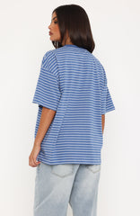 Touchdown Oversized Tee Blue/White Stripe