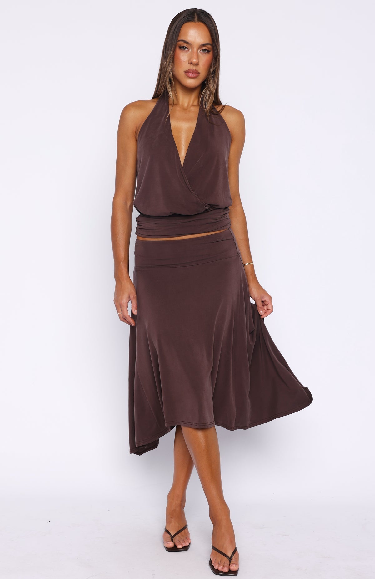 On Display Halter Top Chocolate