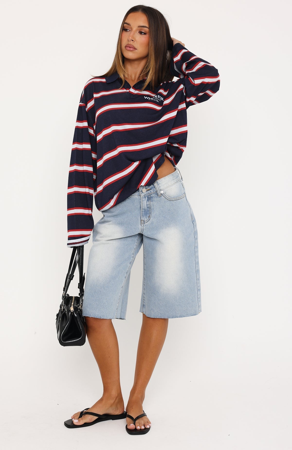 Unbothered Club Long Sleeve Oversized Jersey Navy