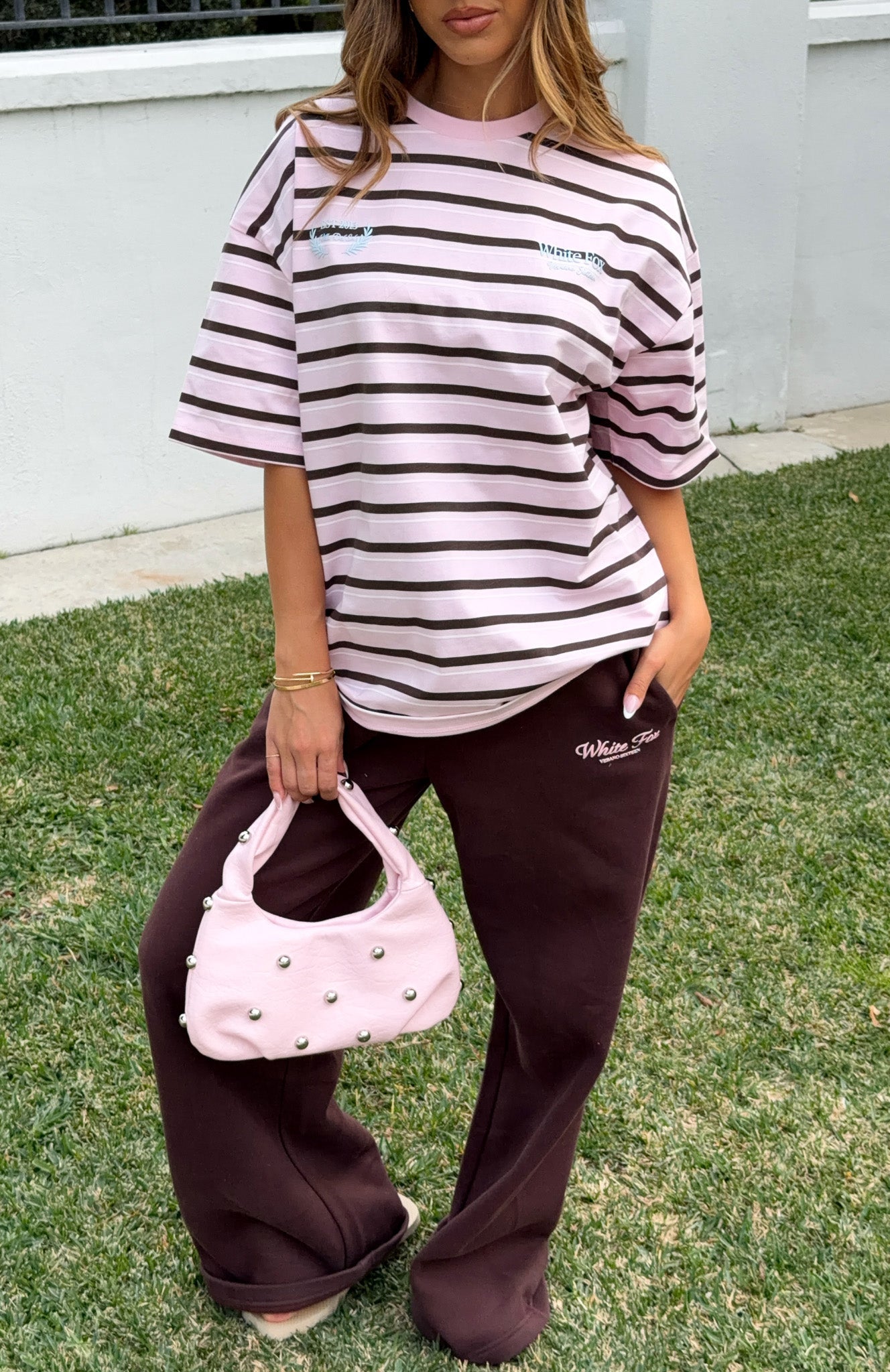 Verano Sixteen Viola Oversized Tee Pink Stripe
