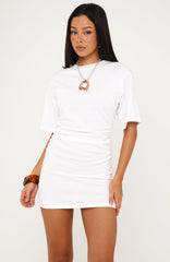 Vibing With You Short Sleeve Mini Dress White