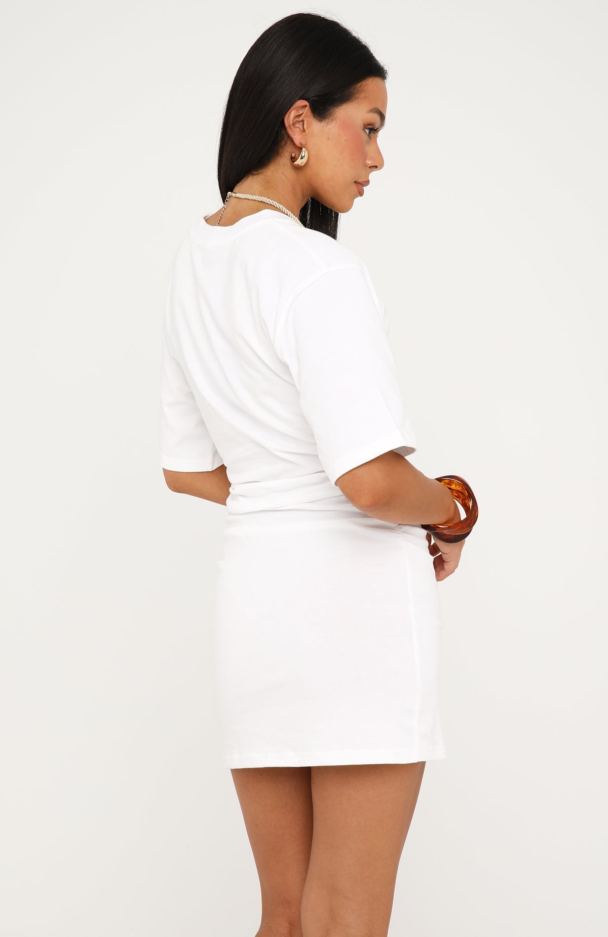 Vibing With You Short Sleeve Mini Dress White