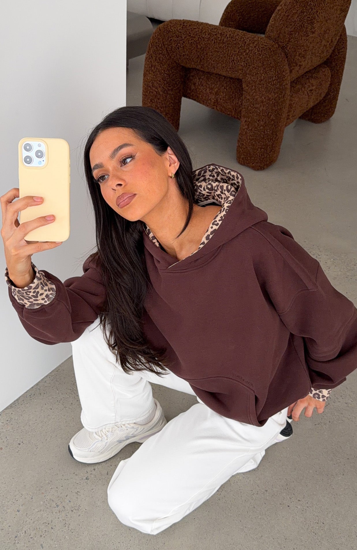Wild Thing Leopard Oversized Hoodie Chocolate