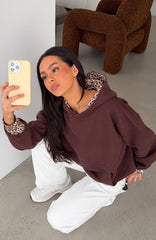 Wild Thing Leopard Oversized Hoodie Chocolate