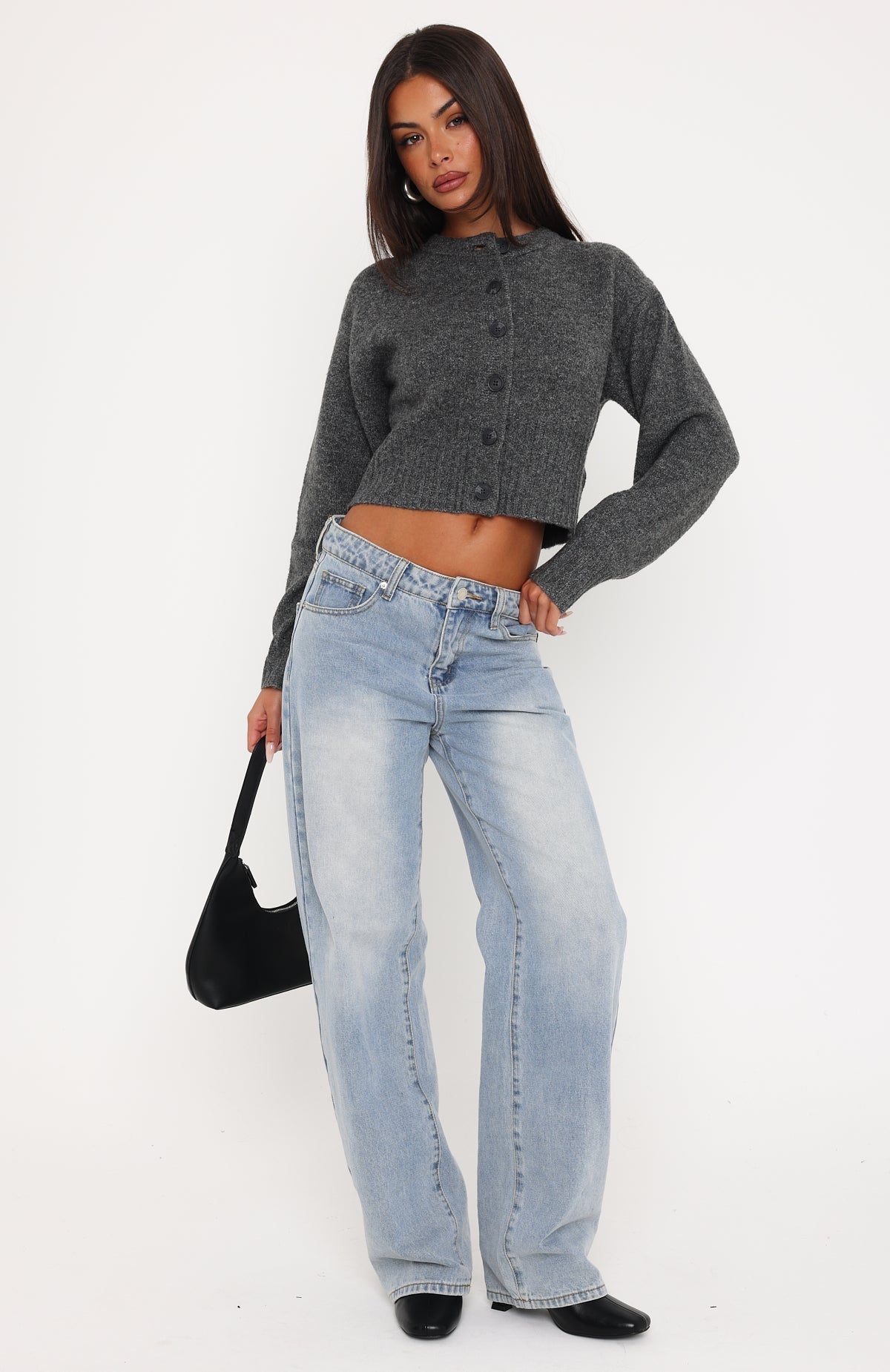 Willow Knit Cardigan Charcoal