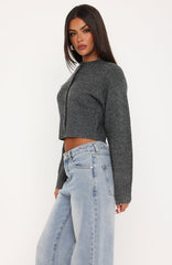 Willow Knit Cardigan Charcoal