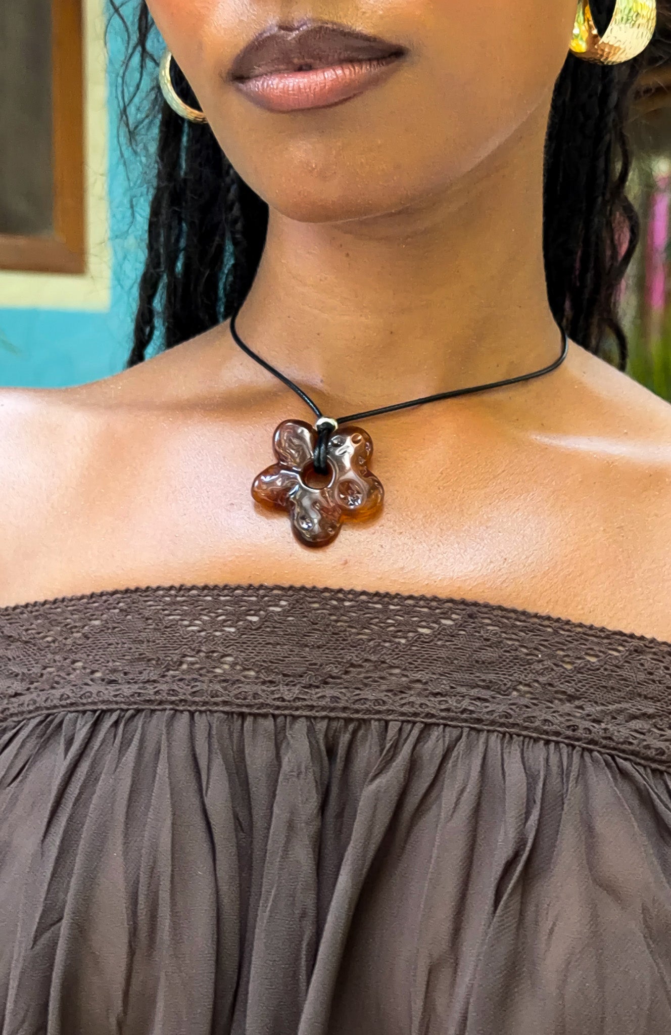 Xavia Necklace Black/Amber