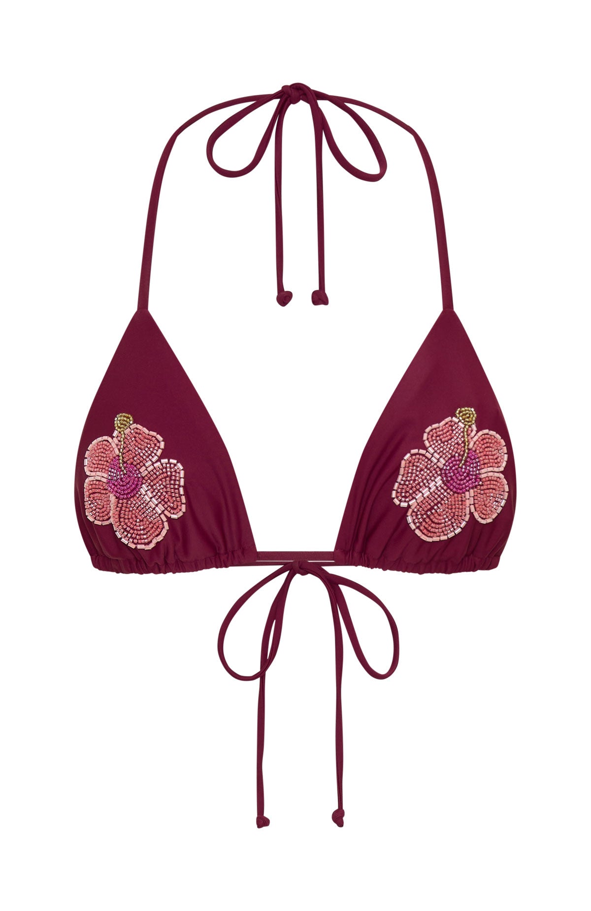 Yolanda Beaded Bikini Top Sangria