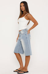 Zero Apologies Denim Shorts Light Blue Wash