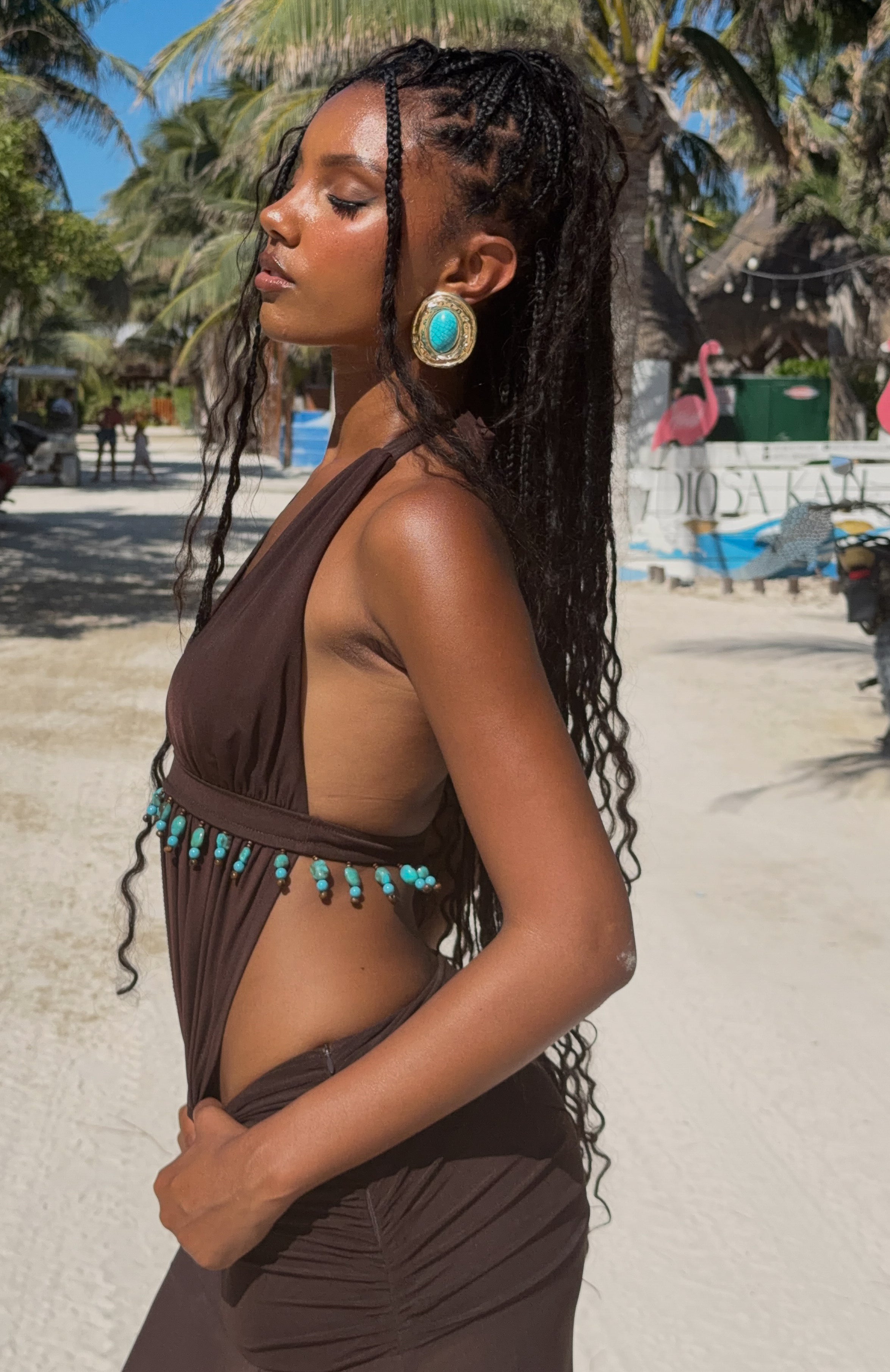 Jungle Glow Maxi Dress Chocolate