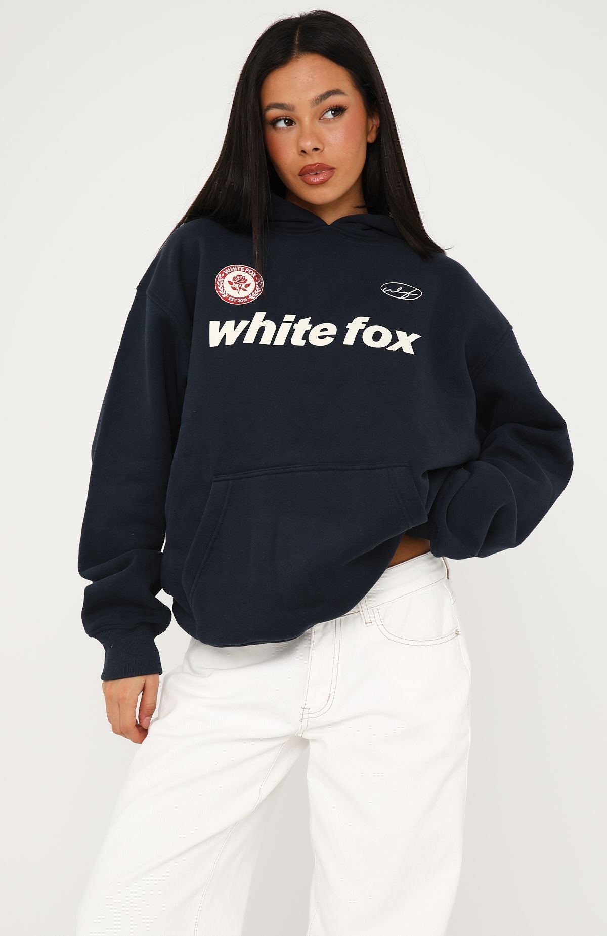 No Matter What Happens Oversized Hoodie Navy