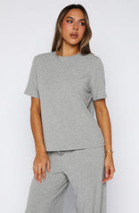 Come A Long Way Soft Lounge Ribbed Tee Grey Marle