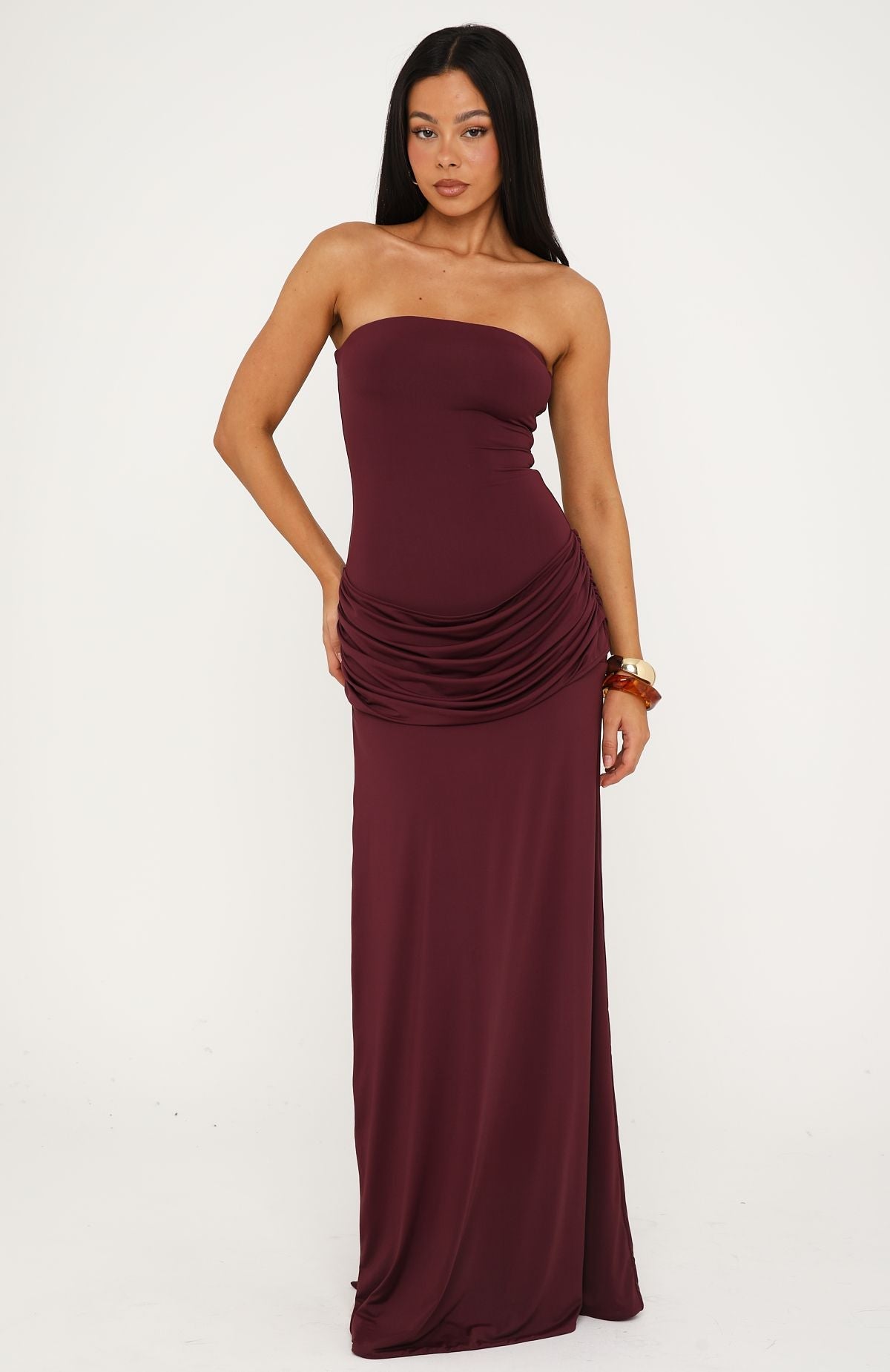 Make You Regret Strapless Maxi Dress Mauve