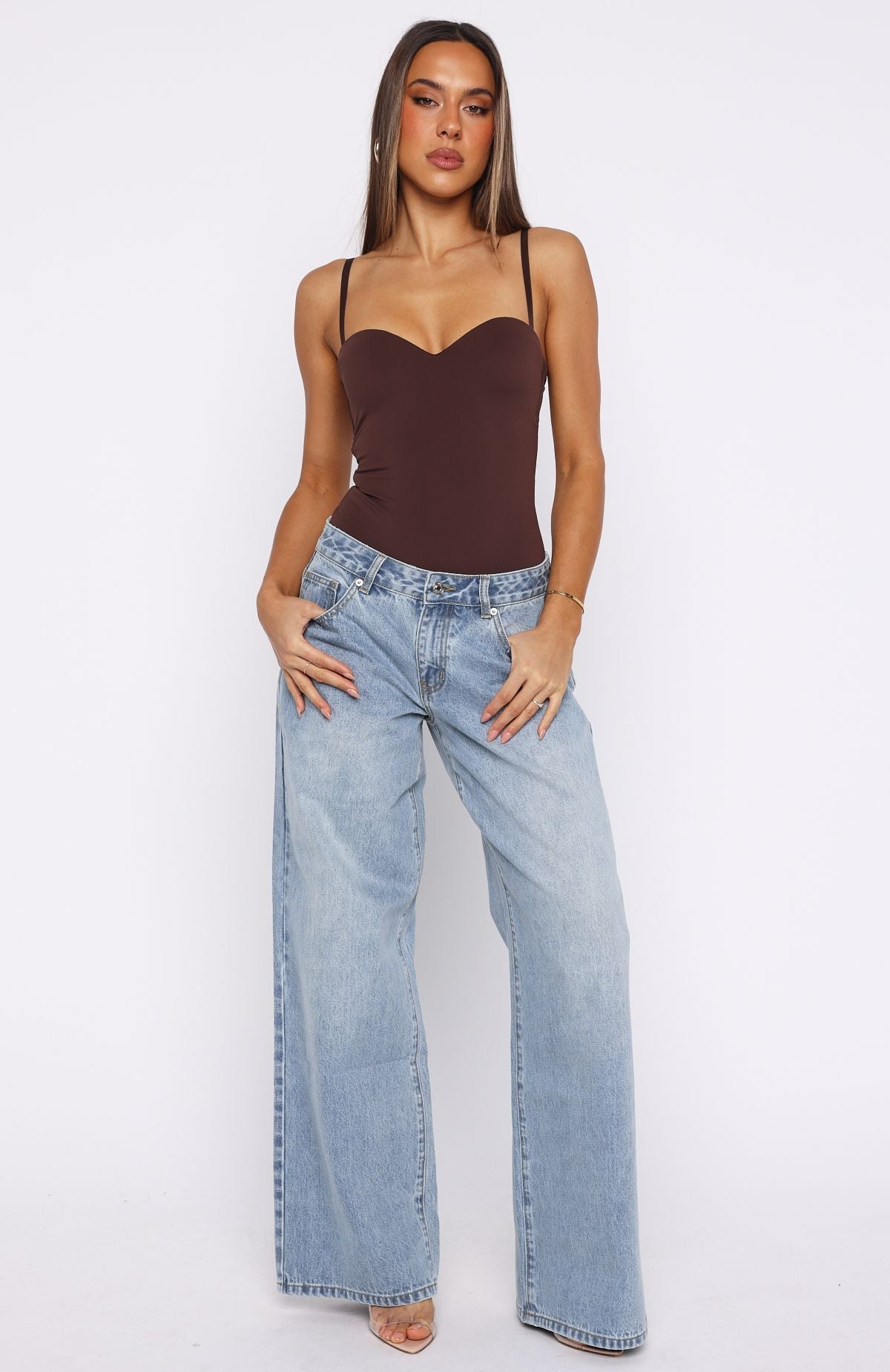 Maeve Low Rise Wide Leg Jeans Light Blue Wash